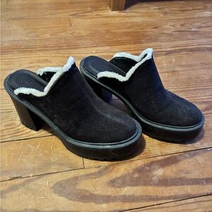 JustFab Black Mules with White Trim